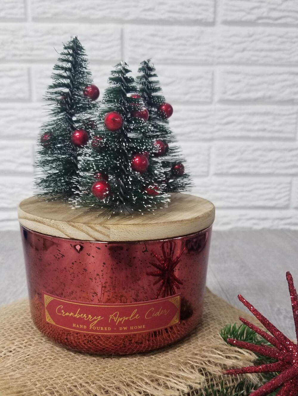 DW Home 3 Wick Candle With Decor Lid